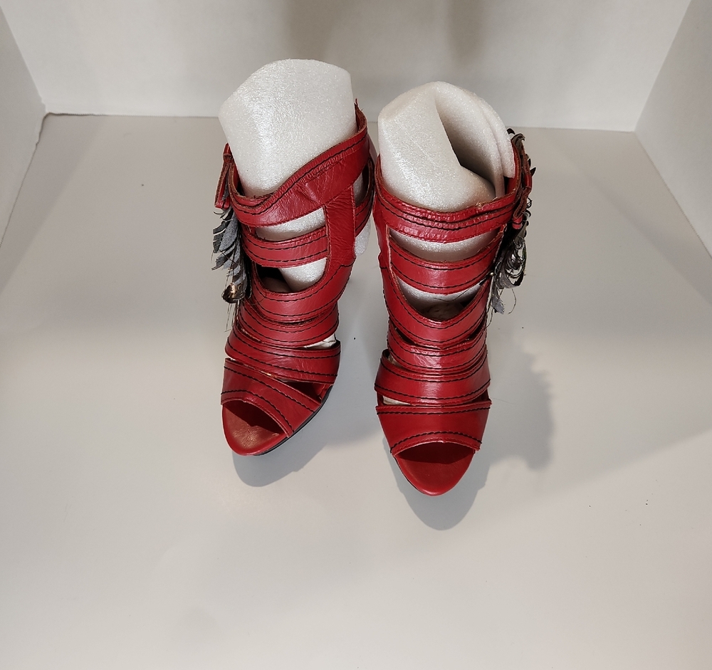 Two Lips Red Strappy Heels